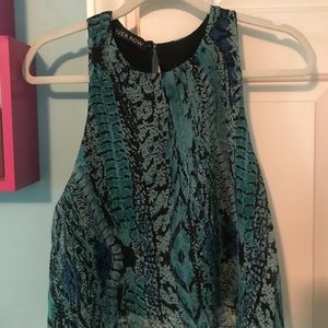 Blue and black snakeprint top